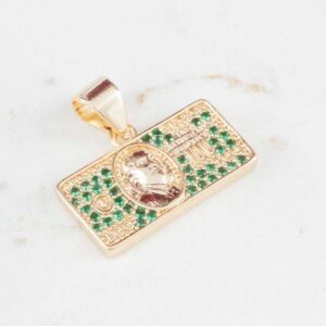 DIJE 100 DOLARES ESMERALDAS 8.5mm x 17mm