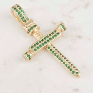 DIJE CRUZ CLAVOS CARTIER ESMERALDAS 28.5mm x 19mm